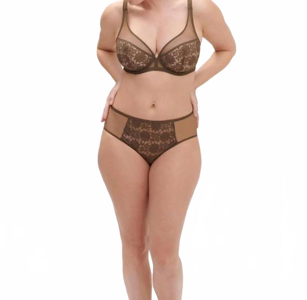 NEW SIMONE PERELE amazone sheer plunge bra in nomad green